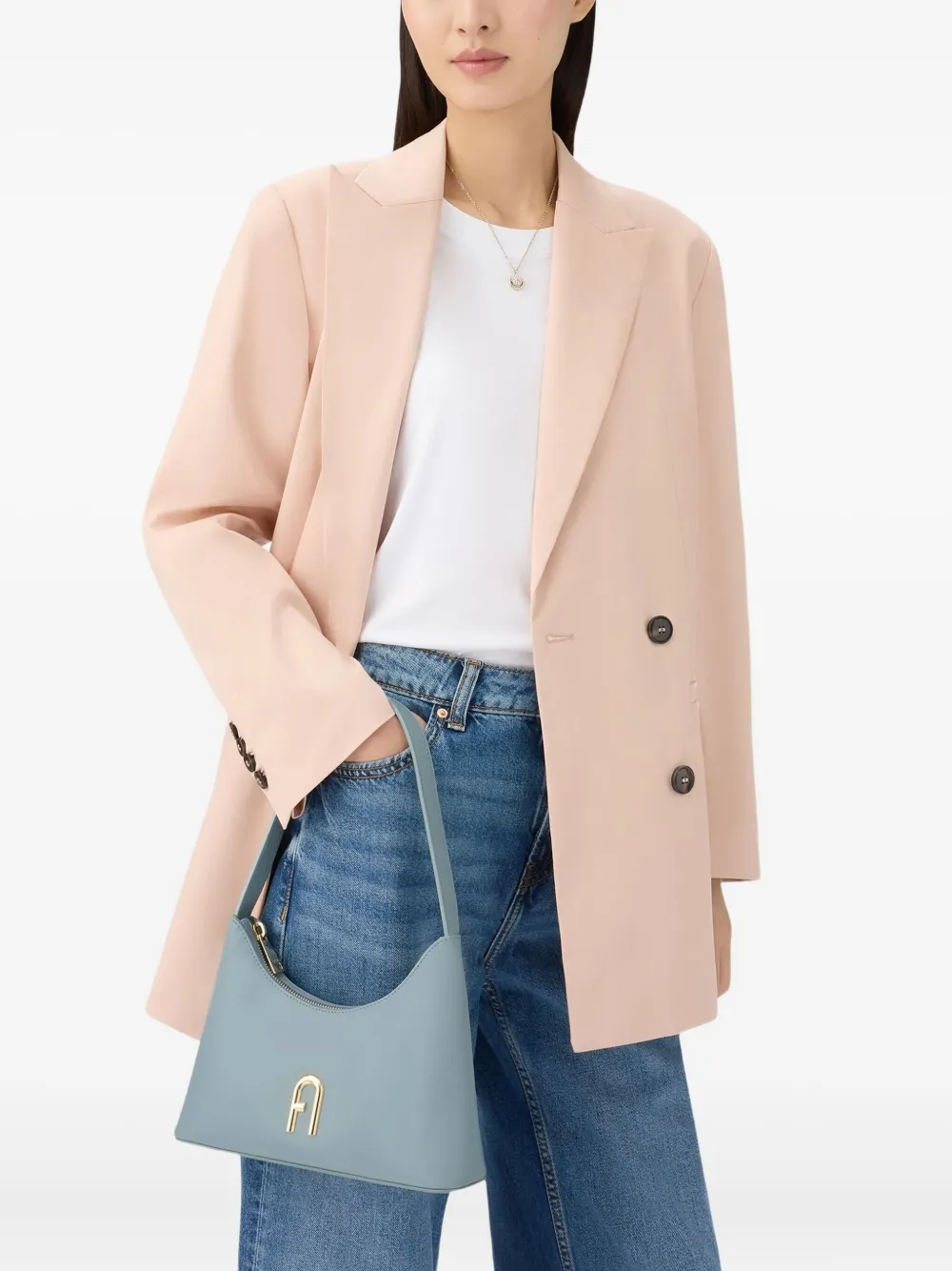 Furla Diamante schoudertas met logoplakkaat - Blauw