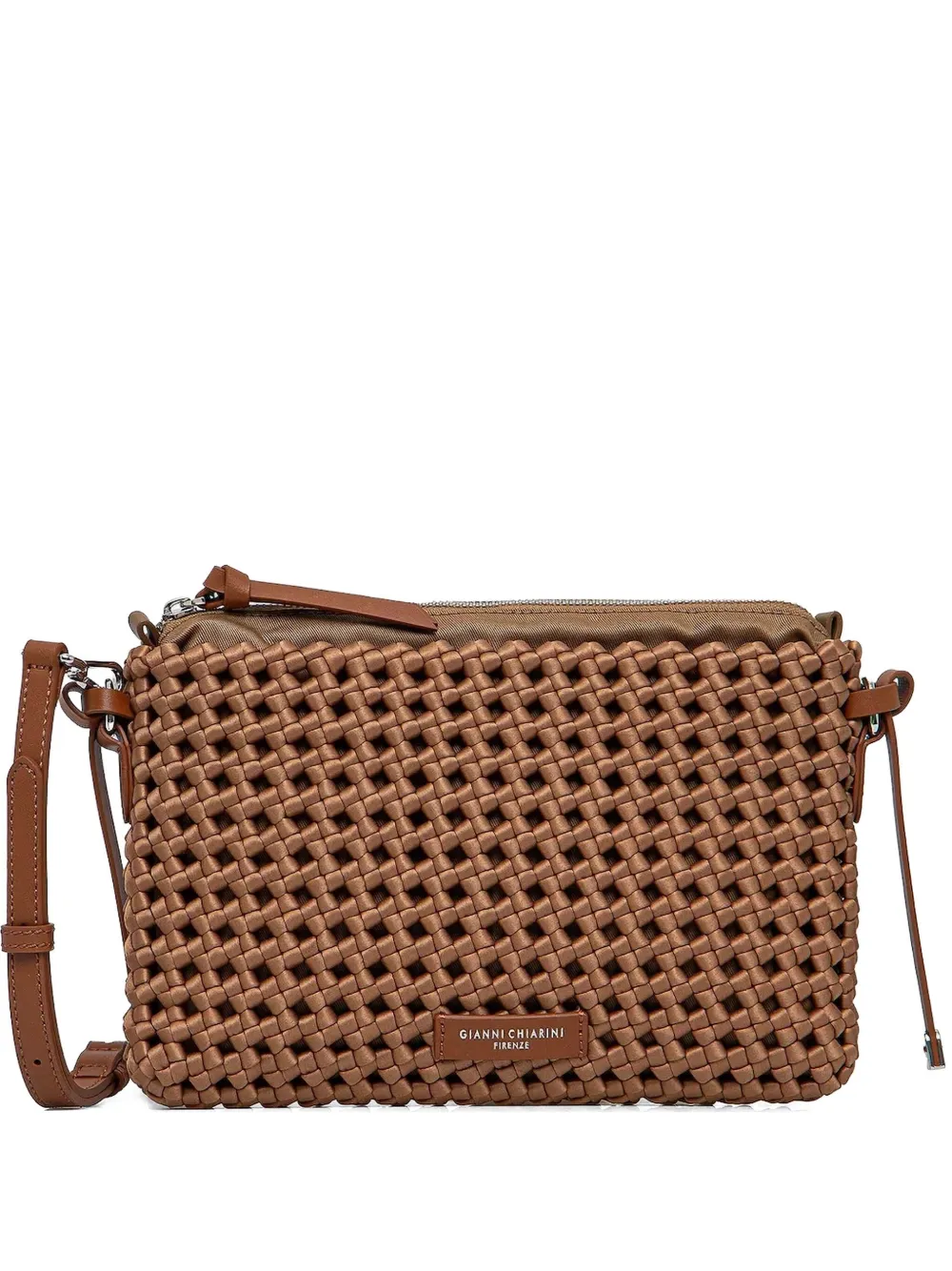 GIANNI CHIARINI ウーブン ショルダーバッグ - ブラウン GIANNI CHIARINI ウーブン ショルダーバッグ - ブラウン