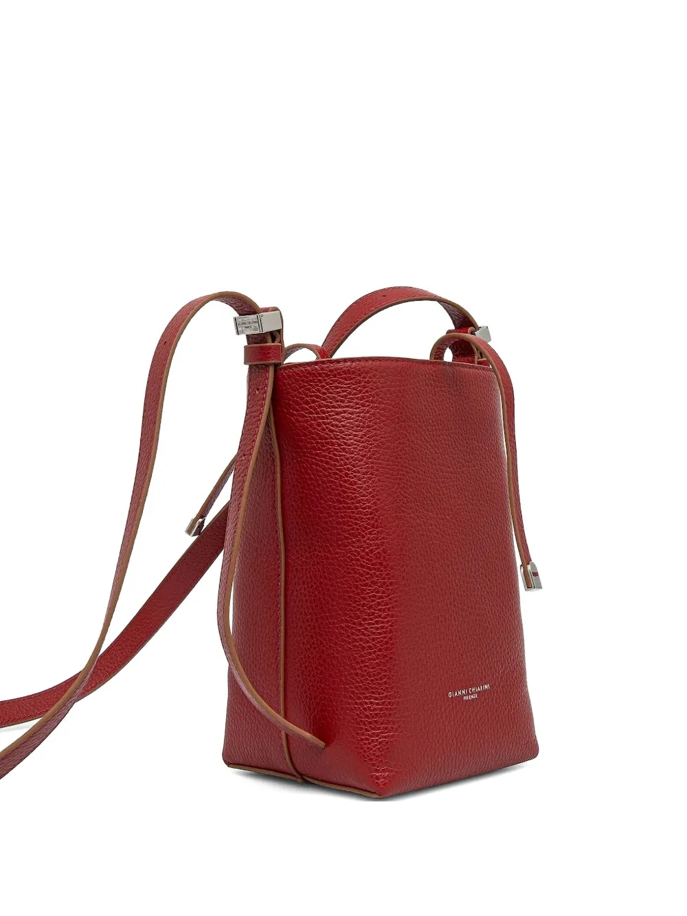 GIANNI CHIARINI Amelia leren bucket-tas met trekkoord Rood