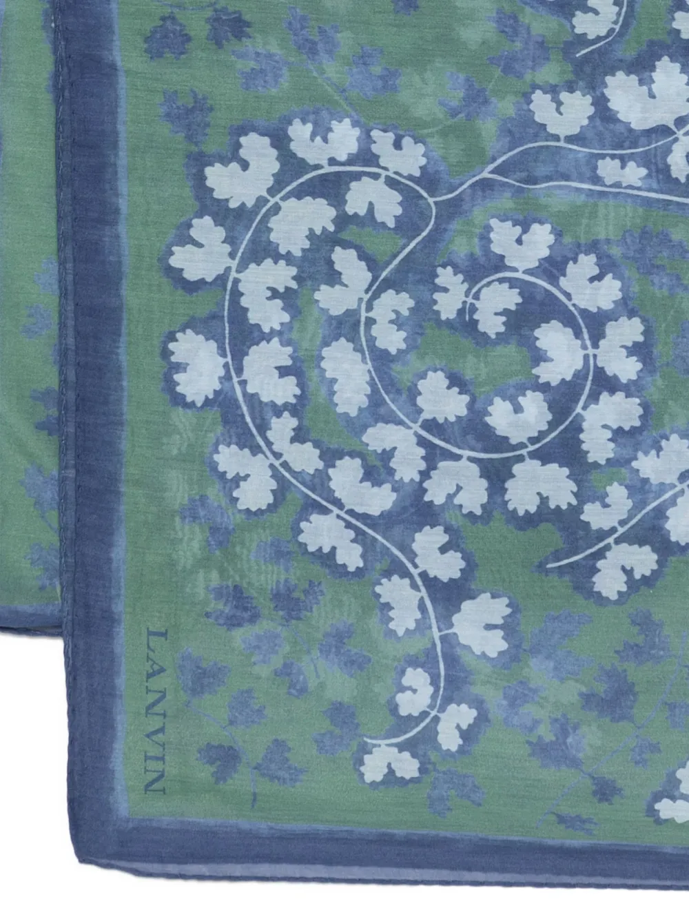 Lanvin fern-print cotton scarf Groen