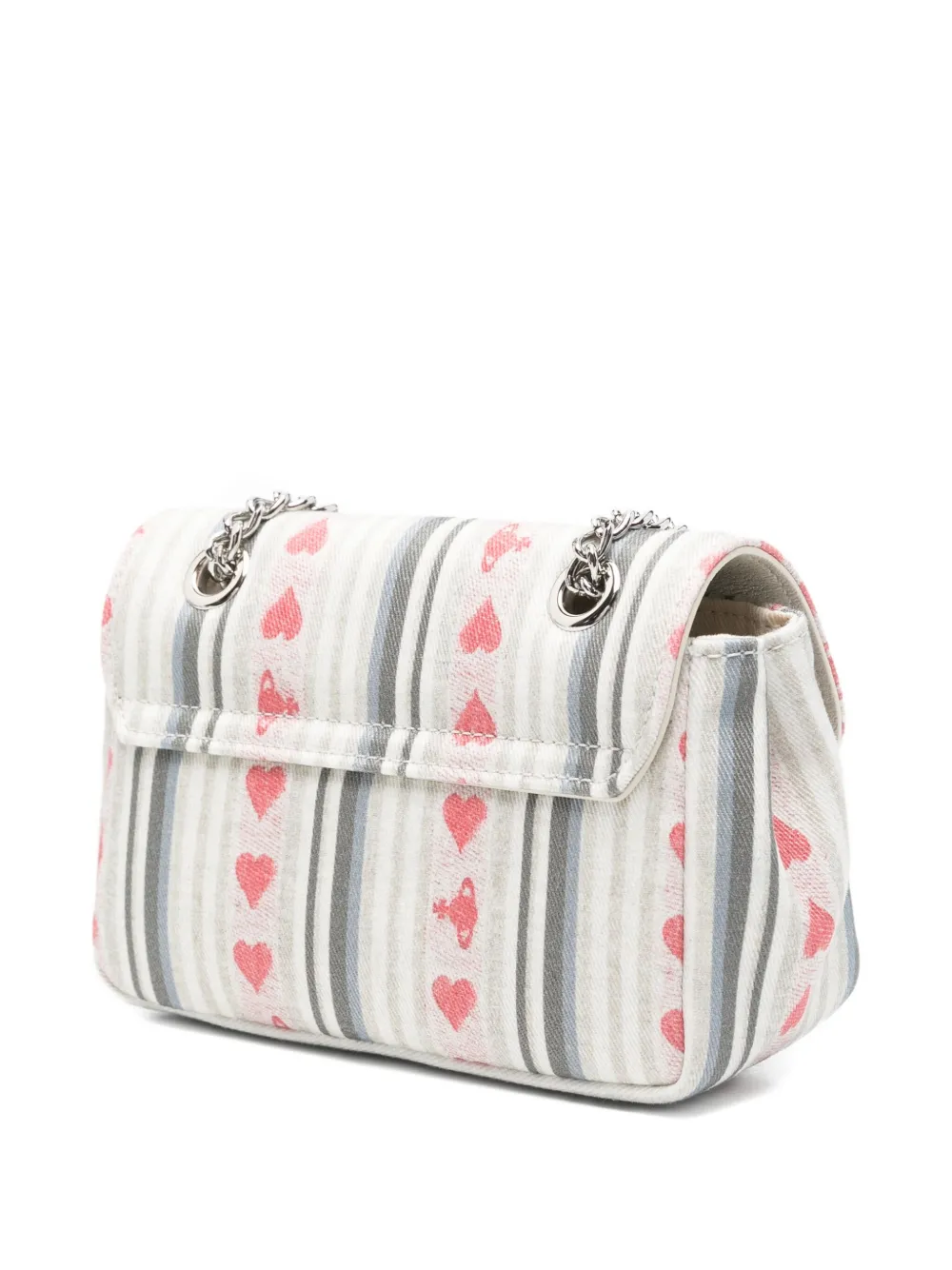 Vivienne Westwood Linen Heart Stripes mini bag Beige