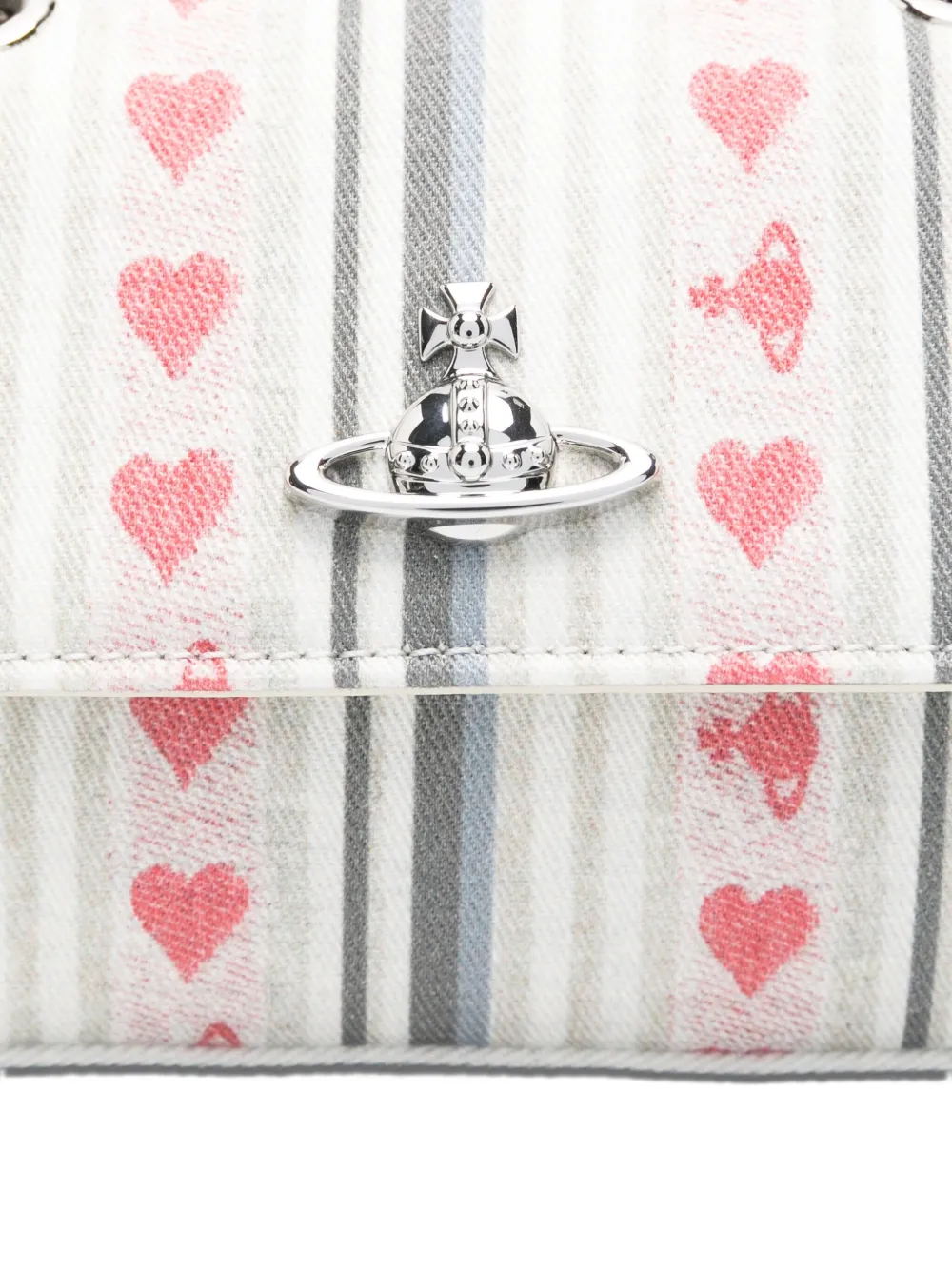 Vivienne Westwood Linen Heart Stripes mini bag Beige