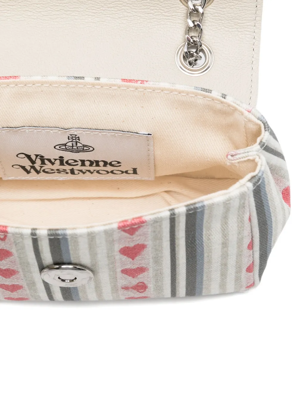 Vivienne Westwood Linen Heart Stripes mini bag Beige