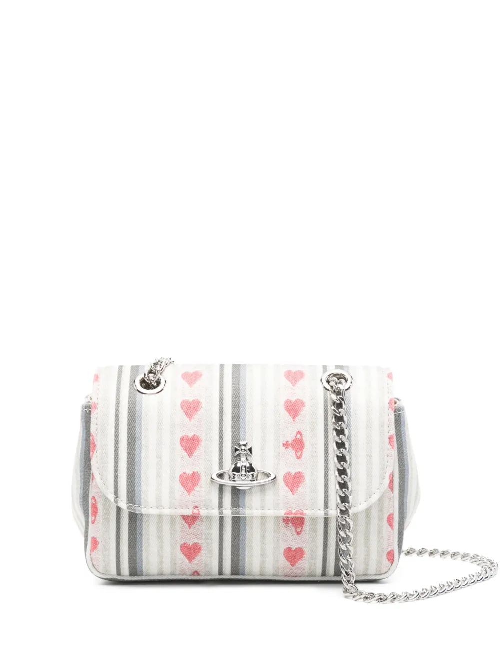 Vivienne Westwood Linen Heart Stripes mini bag Beige