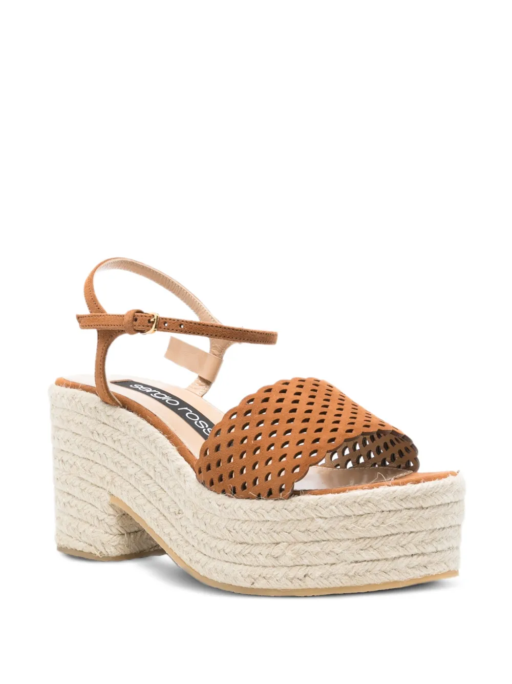 Sergio Rossi 85mm perforated heeled espadrilles Brown