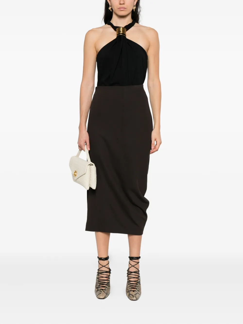 Lanvin asymmetric midi skirt Bruin