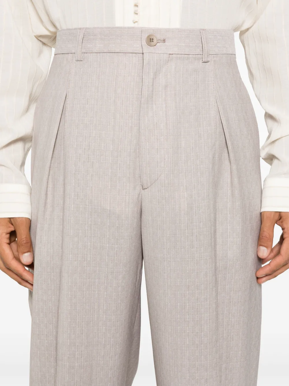 Emporio Armani Pak met enkele rij knopen van scheerwol Beige