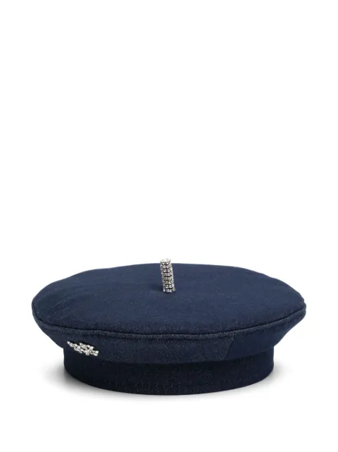 Ruslan Baginskiy crystal-embellished denim beret