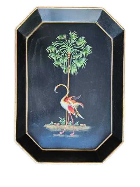 Les-Ottomans iron hand-painted Flamingo tray