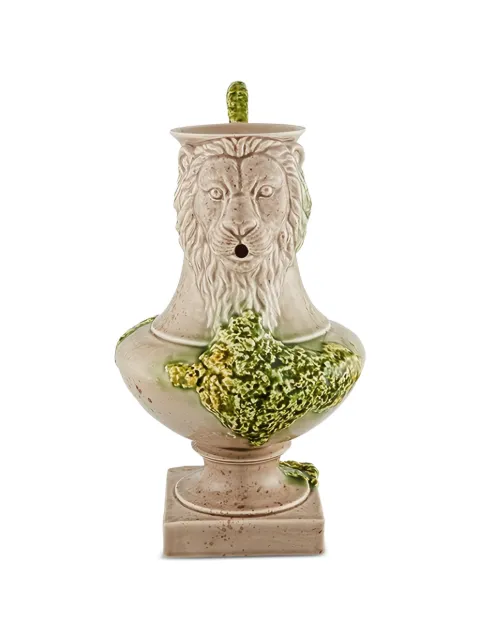 Bordallo Pinheiro lion-motif vase (35.7cm x 23.8cm)
