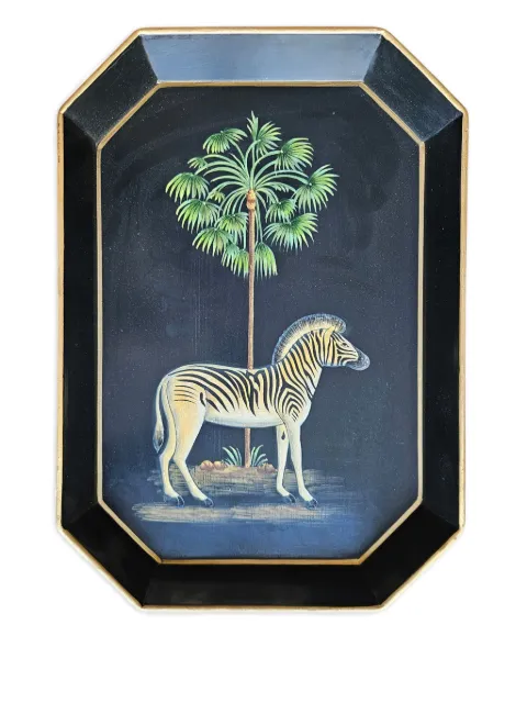 Les-Ottomans iron hand-painted Zebra tray