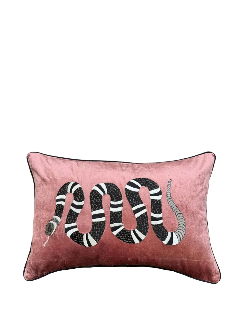 Les-ottomans Snake-embroidered Velvet Cushion