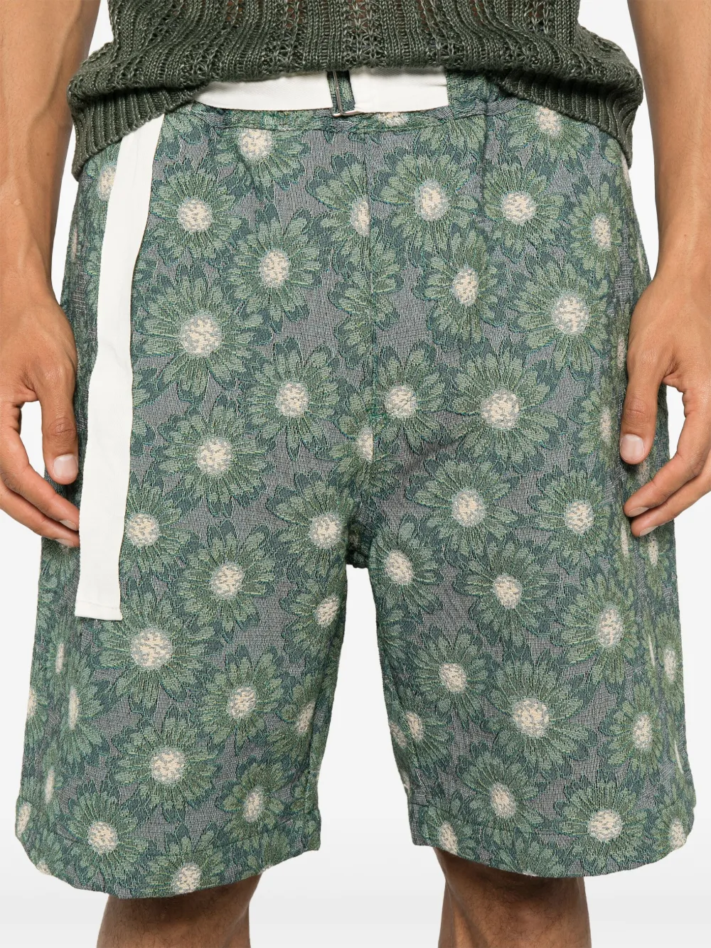 Emporio Armani Bermuda shorts met geborduurde bloemen Groen