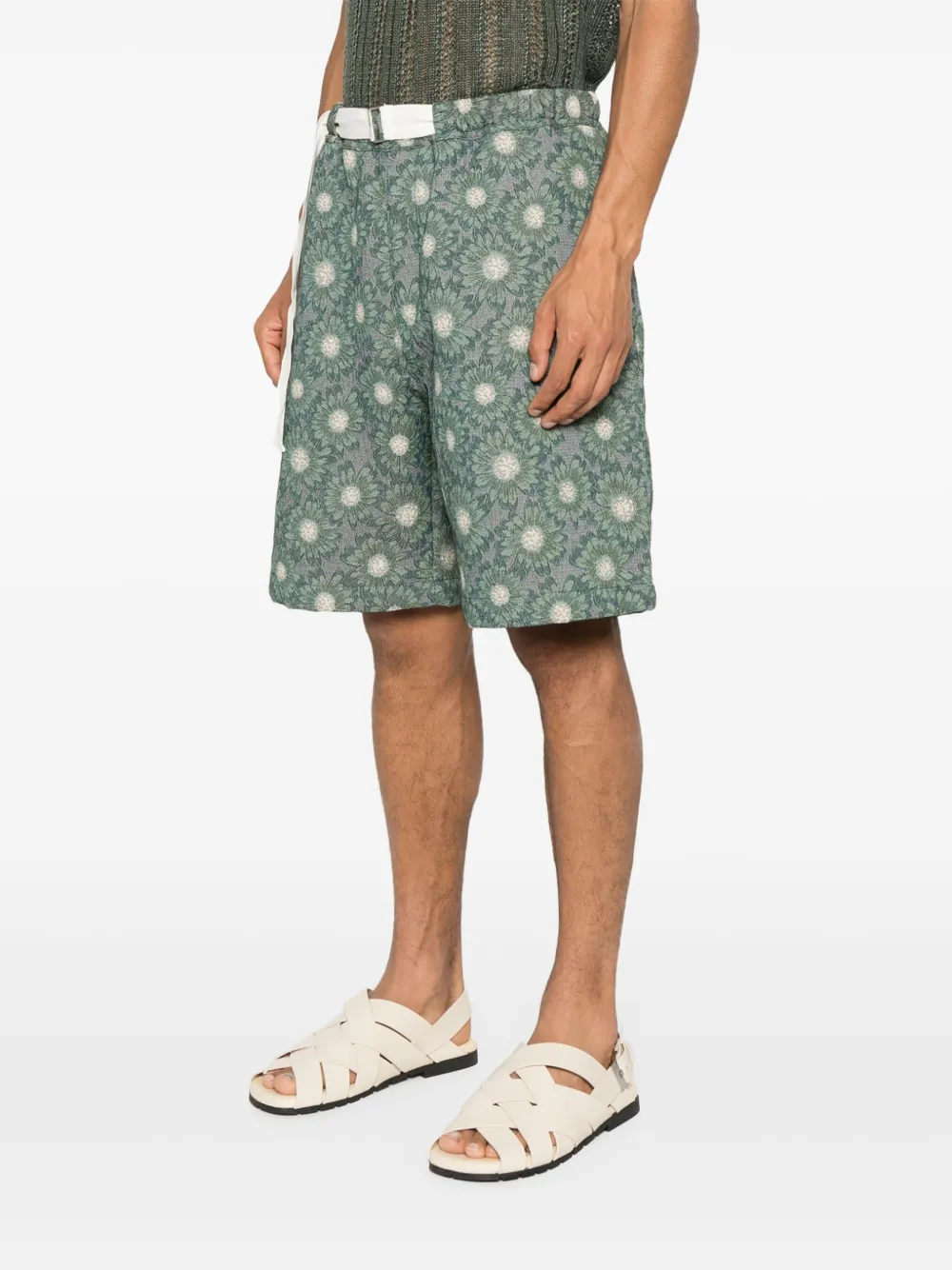 Emporio Armani Bermuda shorts met geborduurde bloemen Groen