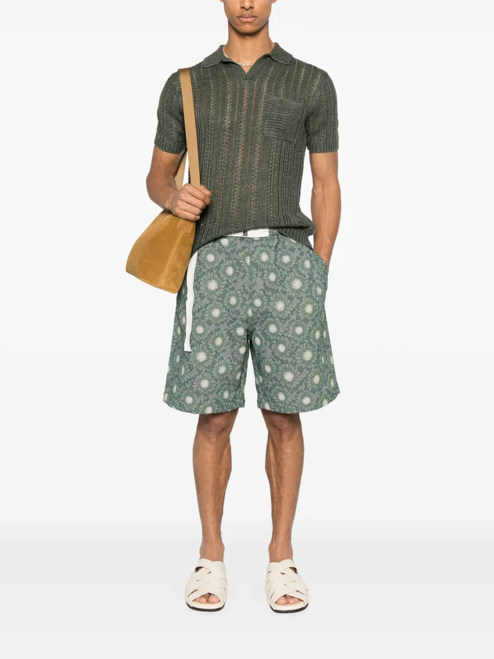 Emporio Armani Bermuda shorts met geborduurde bloemen - Groen