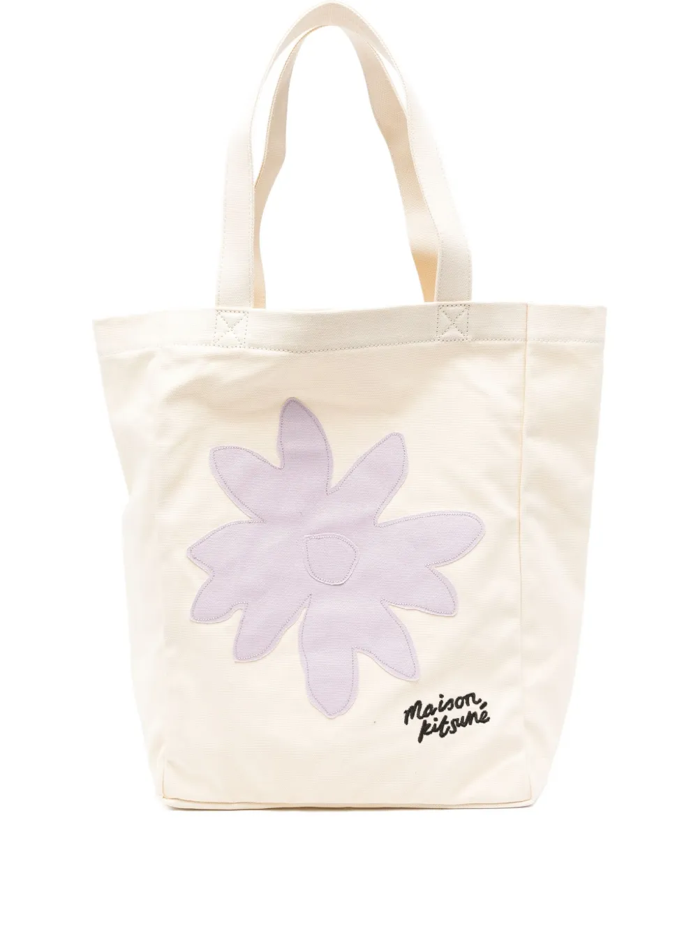 Maison Kitsuné Borsa a spalla con dettaglio a fiore - Toni neutri