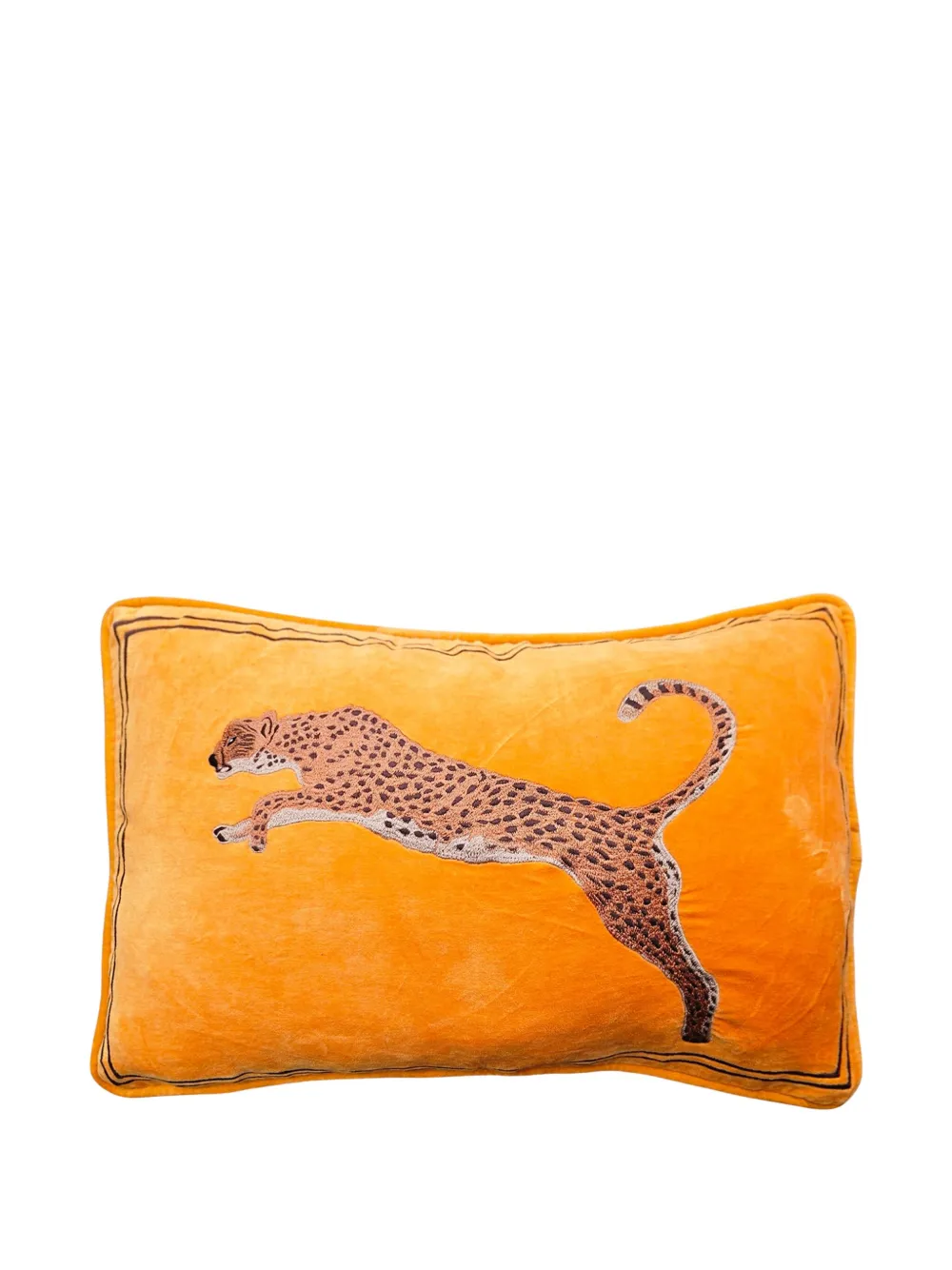 Les-ottomans Leopard-embroidered Velvet Cushion (60cm X 40cm)