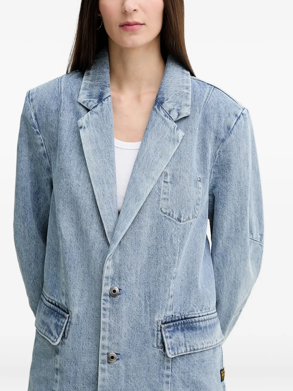 G-Star RAW Spijkerjack met enkele rij knopen Blauw