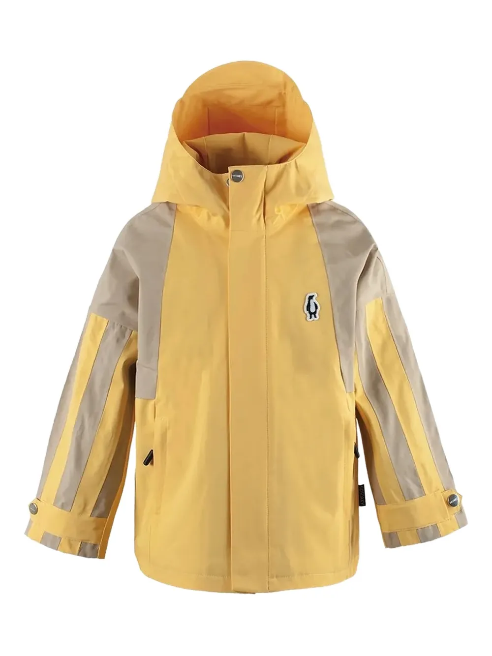Gosoaky Roaring Cat Hooded Panelled Jacket In Yellow