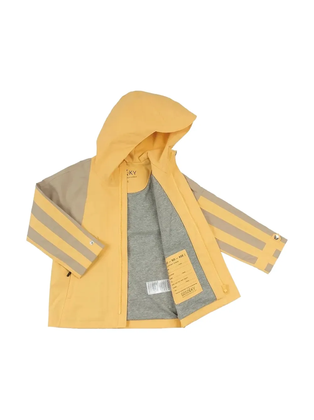 Gosoaky Roaring Cat Hooded Panelled Jacket In Yellow