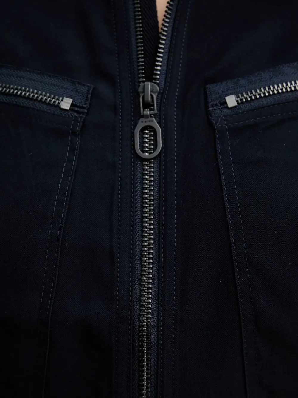 G-star Raw Zip-front Pocketed Midi Day Dress In Blue