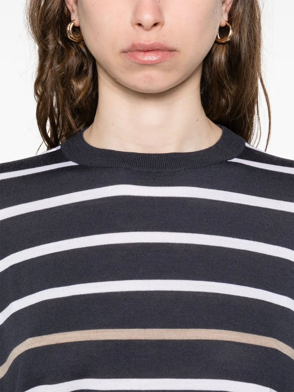 Brunello Cucinelli striped T-shirt Blauw