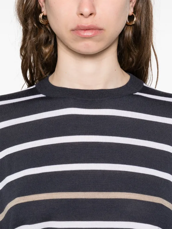 【関税込み】BRUNELLO CUCINELLI Striped t-shirt Brunello Cucinelli Monili Pocket Striped Jersey T-Shirt
