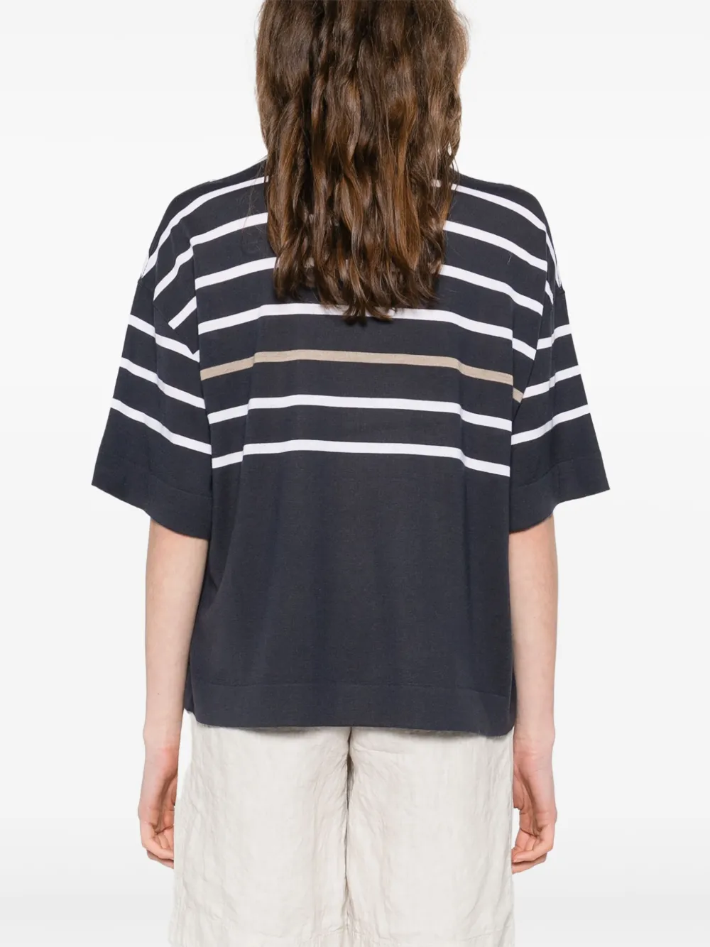 Brunello Cucinelli striped T-shirt Blauw