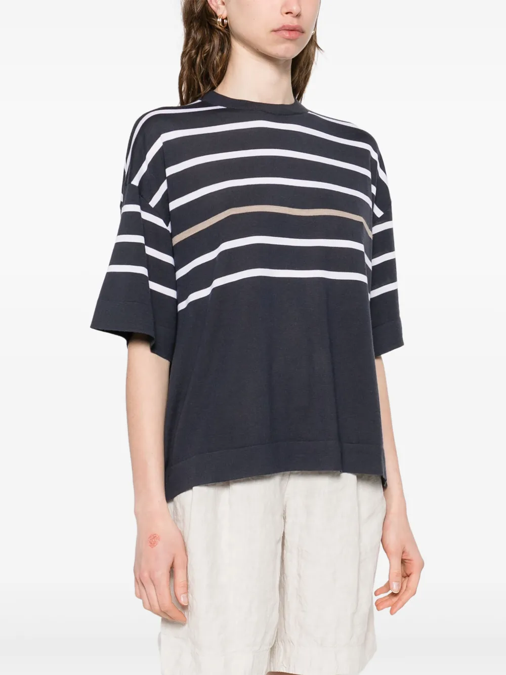 Brunello Cucinelli striped T-shirt Blauw