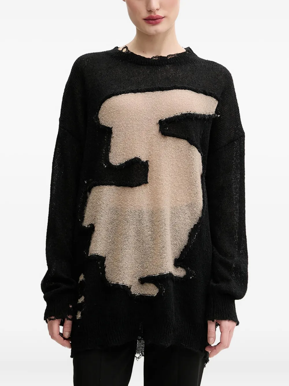 MM6 Maison Margiela フレイドエッジ ニットウェア - ブラック MM6 Maison Margiela フレイドエッジ ニットウェア - ブラック