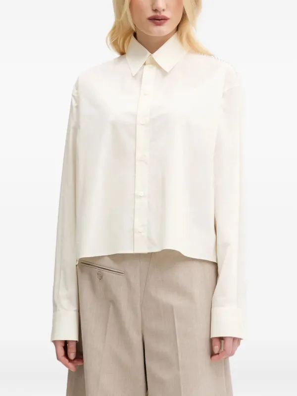 MM6 メゾンマルジェラ ストライプ コントラスト パネル カットソー Tシャツ エムエム6 エムエム6 エムエムシックス マルジェラ MM6 Maison Margiela ストライプ パネルシャツ | グレー | FARFETCH JP