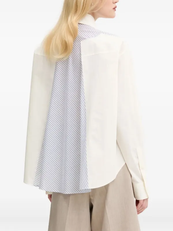 MM6 メゾンマルジェラ ストライプ コントラスト パネル カットソー Tシャツ エムエム6 エムエム6 エムエムシックス マルジェラ MM6 Maison Margiela ストライプ パネルシャツ | グレー | FARFETCH JP