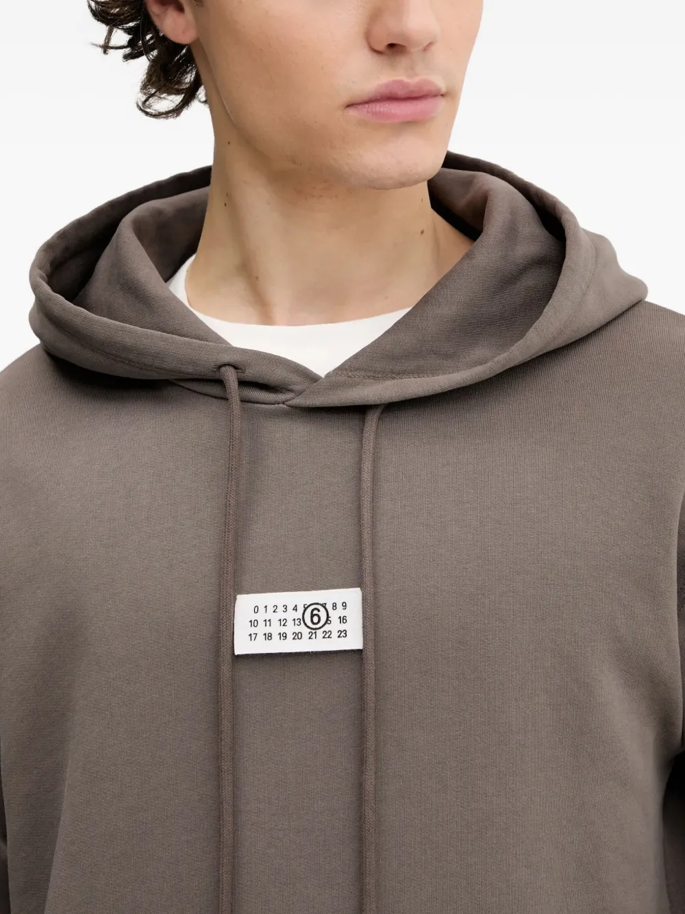 MM6 Maison Margiela number-label hooded sweatshirt Bruin