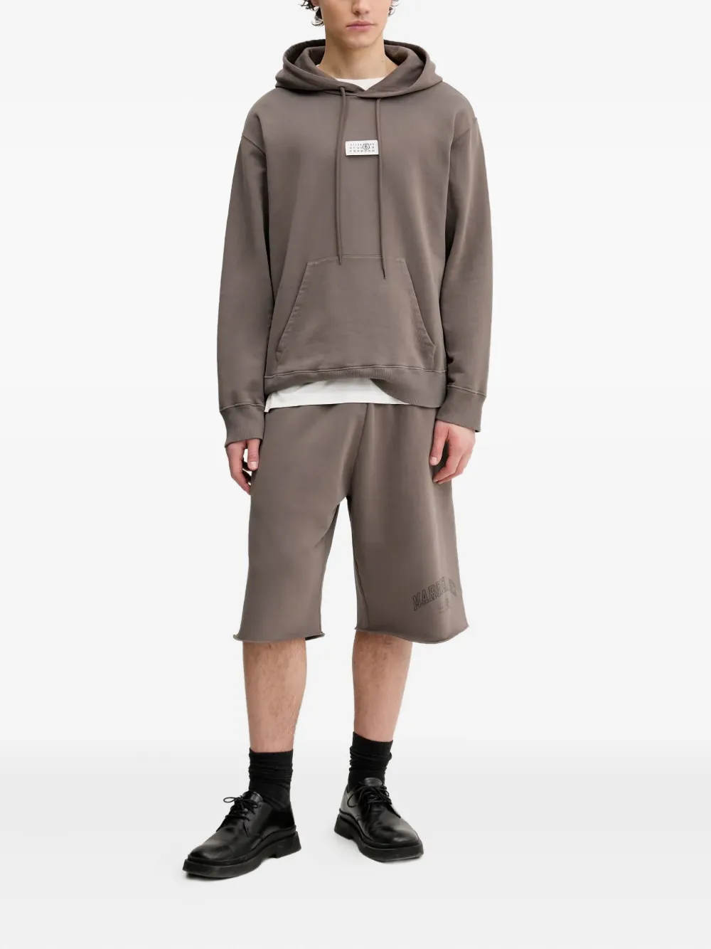 MM6 Maison Margiela number-label hooded sweatshirt Bruin