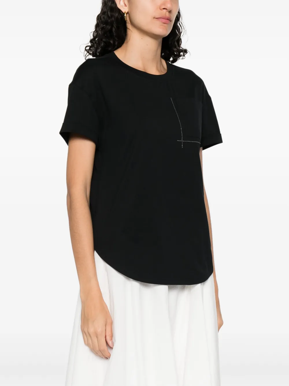 Brunello Cucinelli T-shirt met kettingdetail Zwart