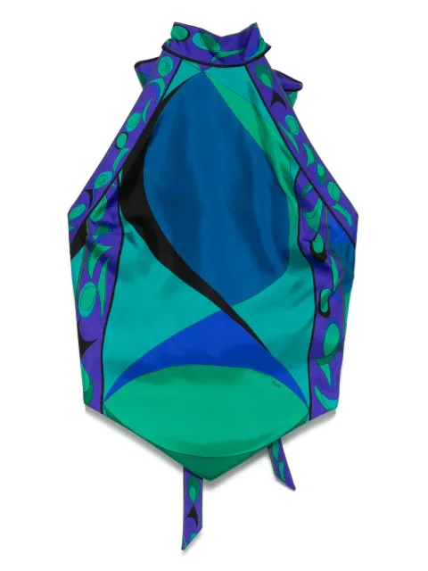 PUCCI Pesci-print tie-detail halter top