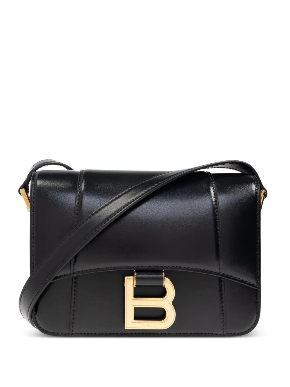 Balenciaga Black Leather Small Hourglass Crossbody Bag In Black