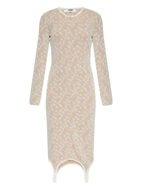 FENDI floral-motif Dress | Brown | FARFETCH OM