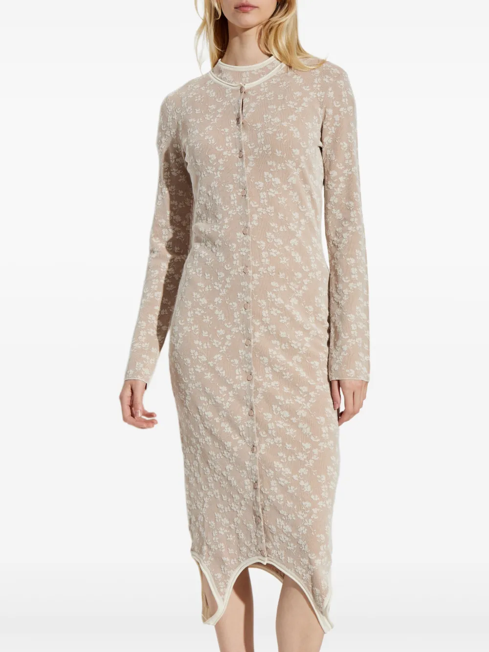 FENDI Jurk met bloemenpatroon Bruin