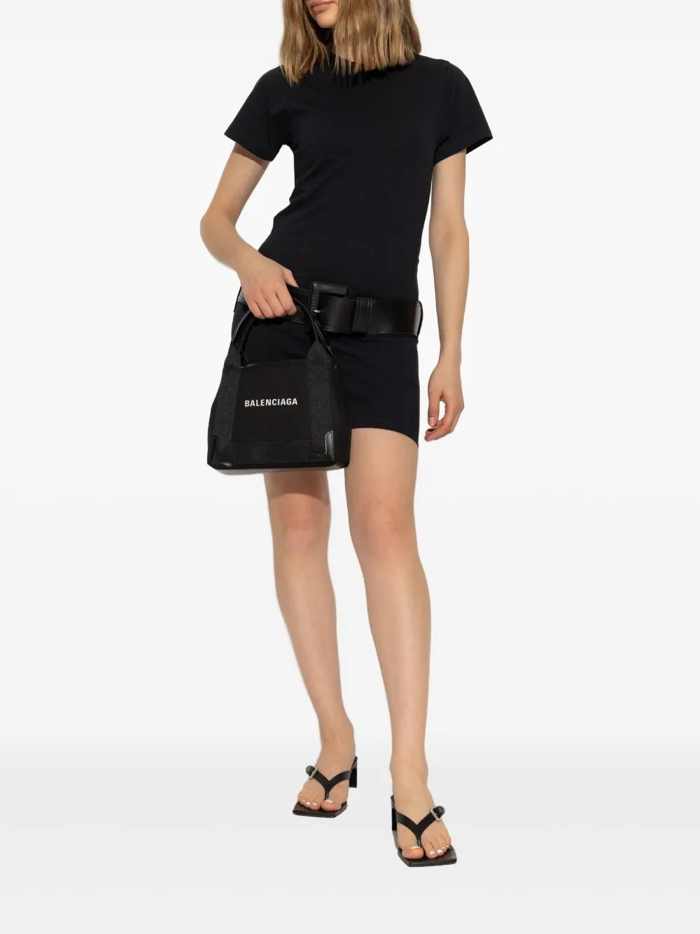 Balenciaga Mini-jurk met ceintuur Zwart