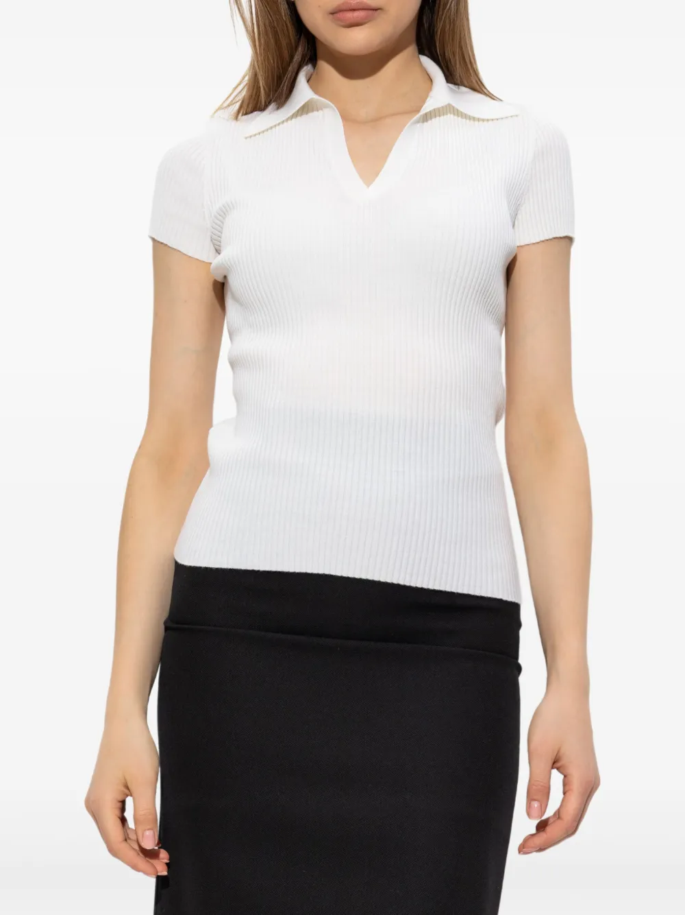 Balenciaga Ribgebreid poloshirt Wit