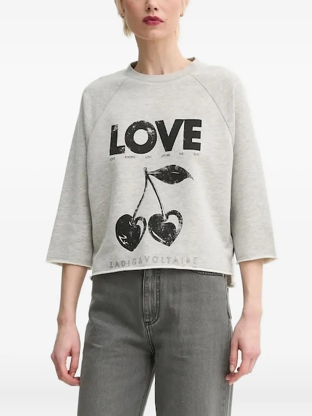 Zadig&Voltaire cherry-print cropped T-shirt Grijs