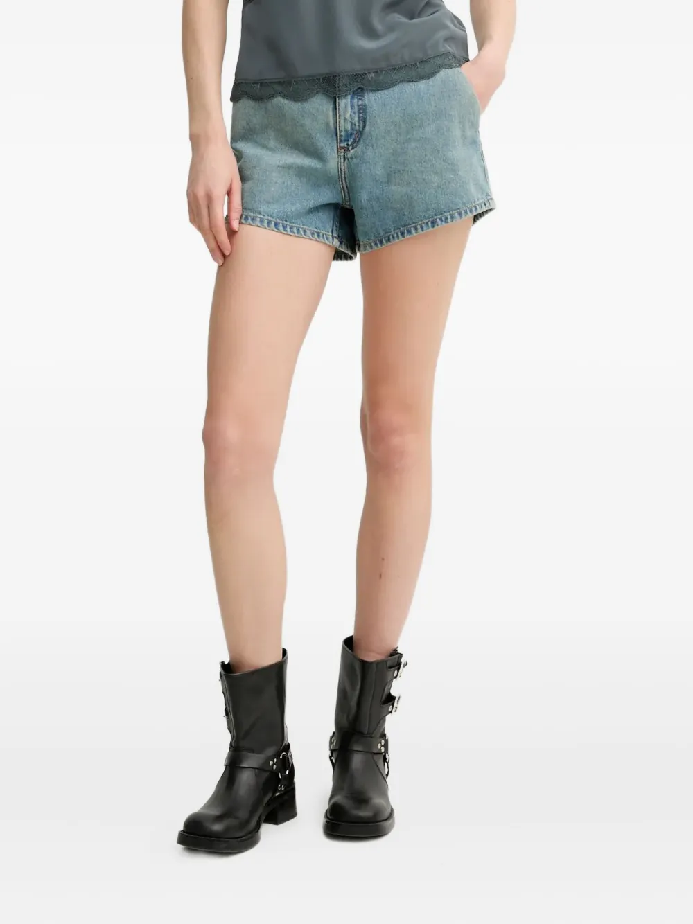 Zadig & Voltaire Logo-plaque Denim Shorts In Blue