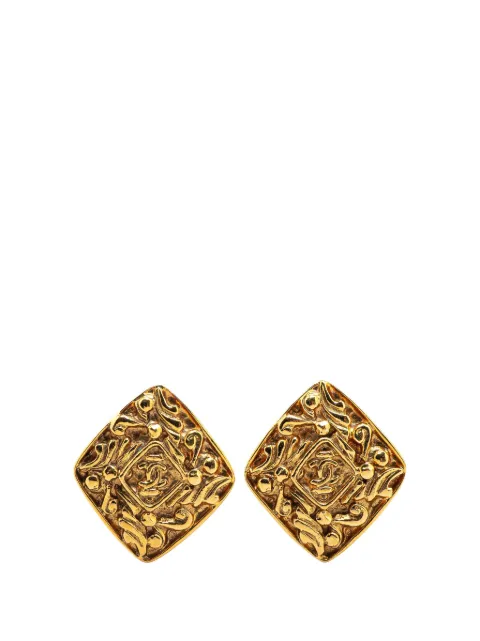 CHANEL Pre-Owned 1970-1980 Gold Plated Diamond Clip On Earrings costume earrings
