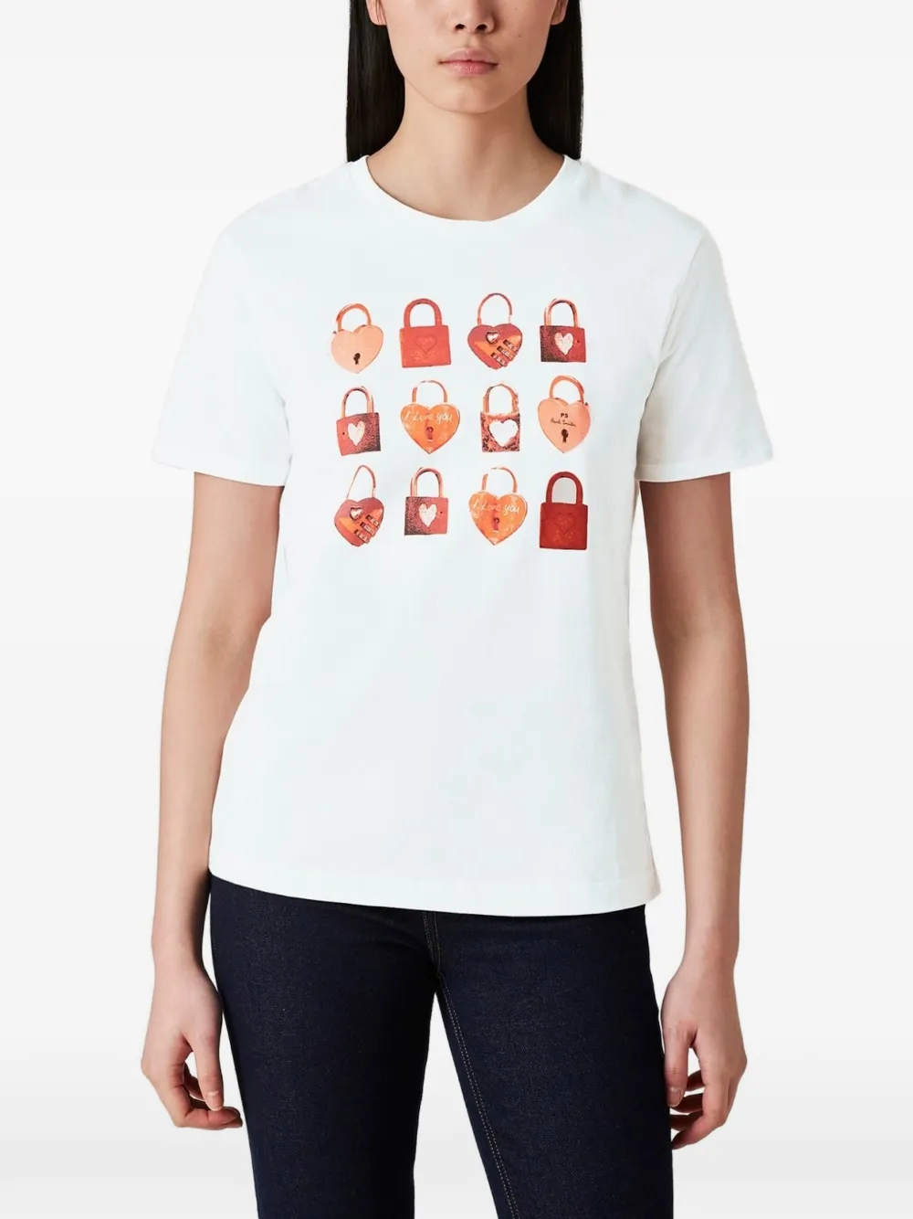 PS Paul Smith T-shirt met hangslot Wit