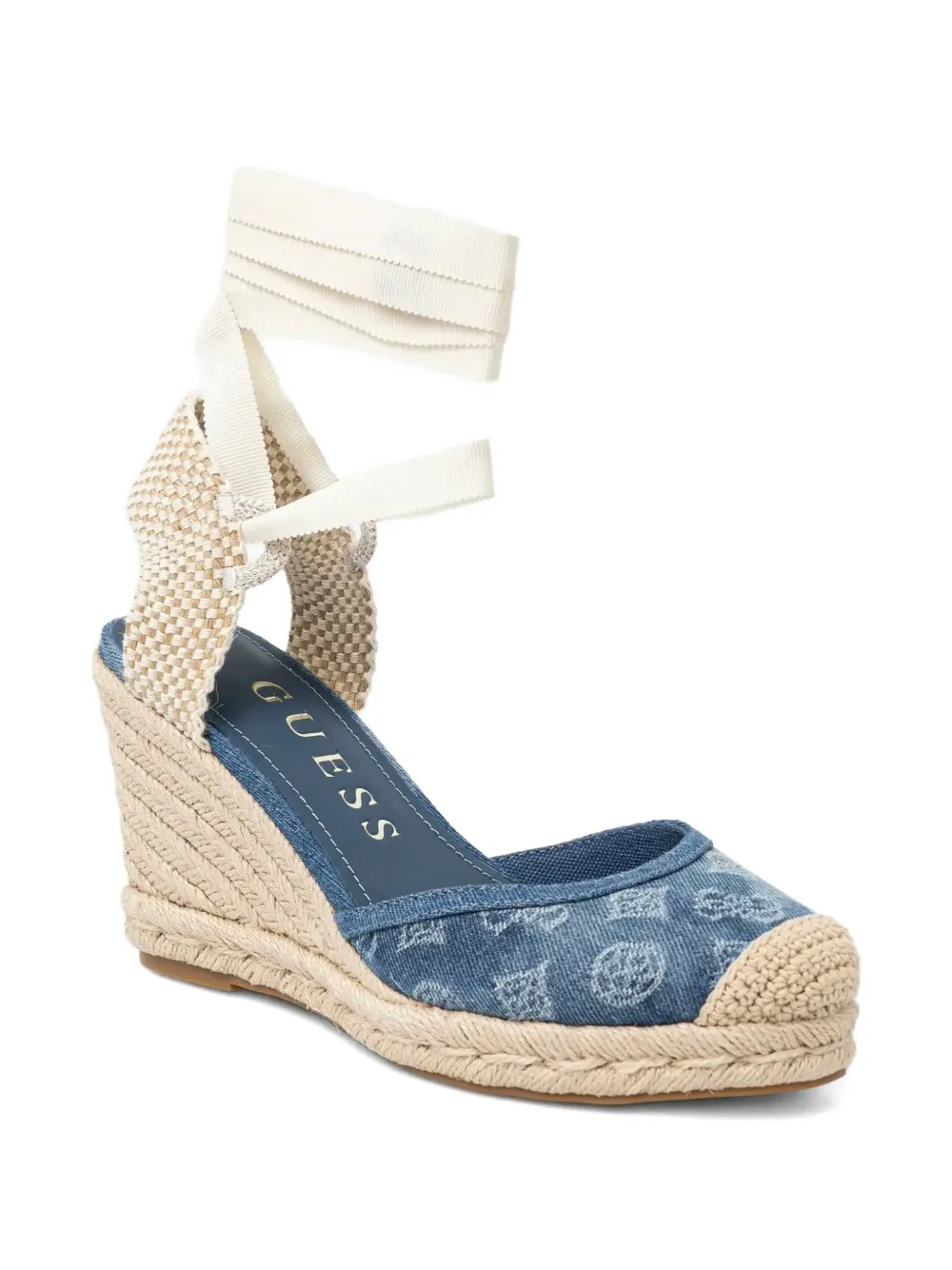 GUESS USA 100mm Charmi denim wedge espadrilles Blue