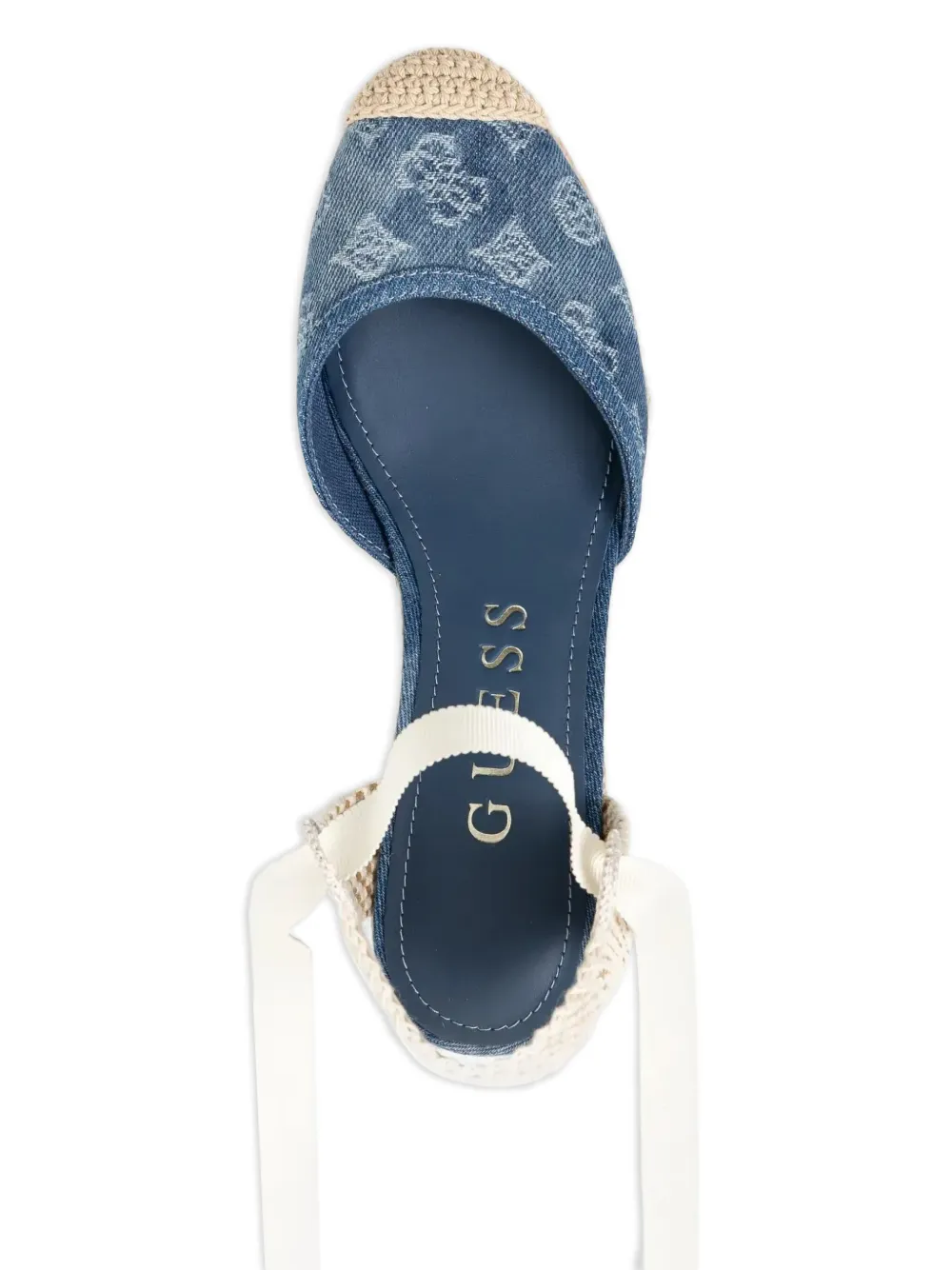 GUESS USA 100mm Charmi denim wedge espadrilles Blue
