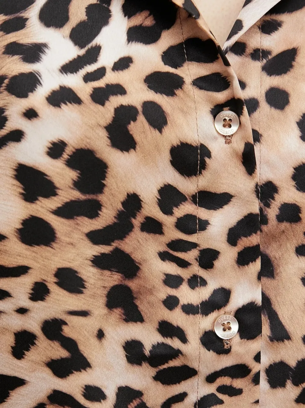 GUESS USA Blouse met luipaardprint en gestrikte voorkant Bruin