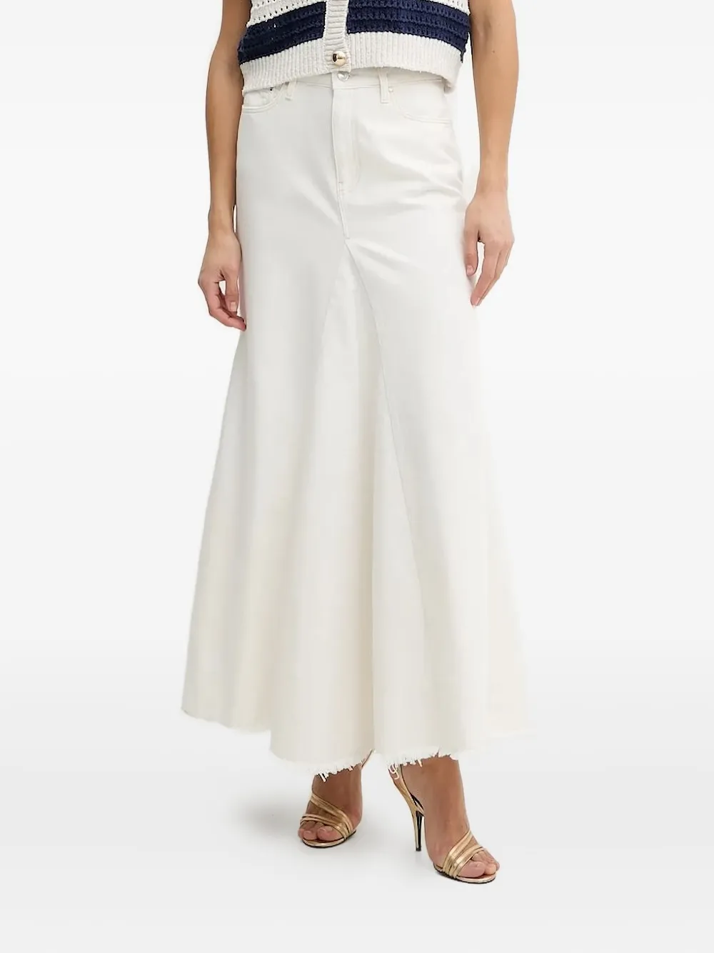 GUESS USA frayed-hem denim maxi skirt | White | Image 1