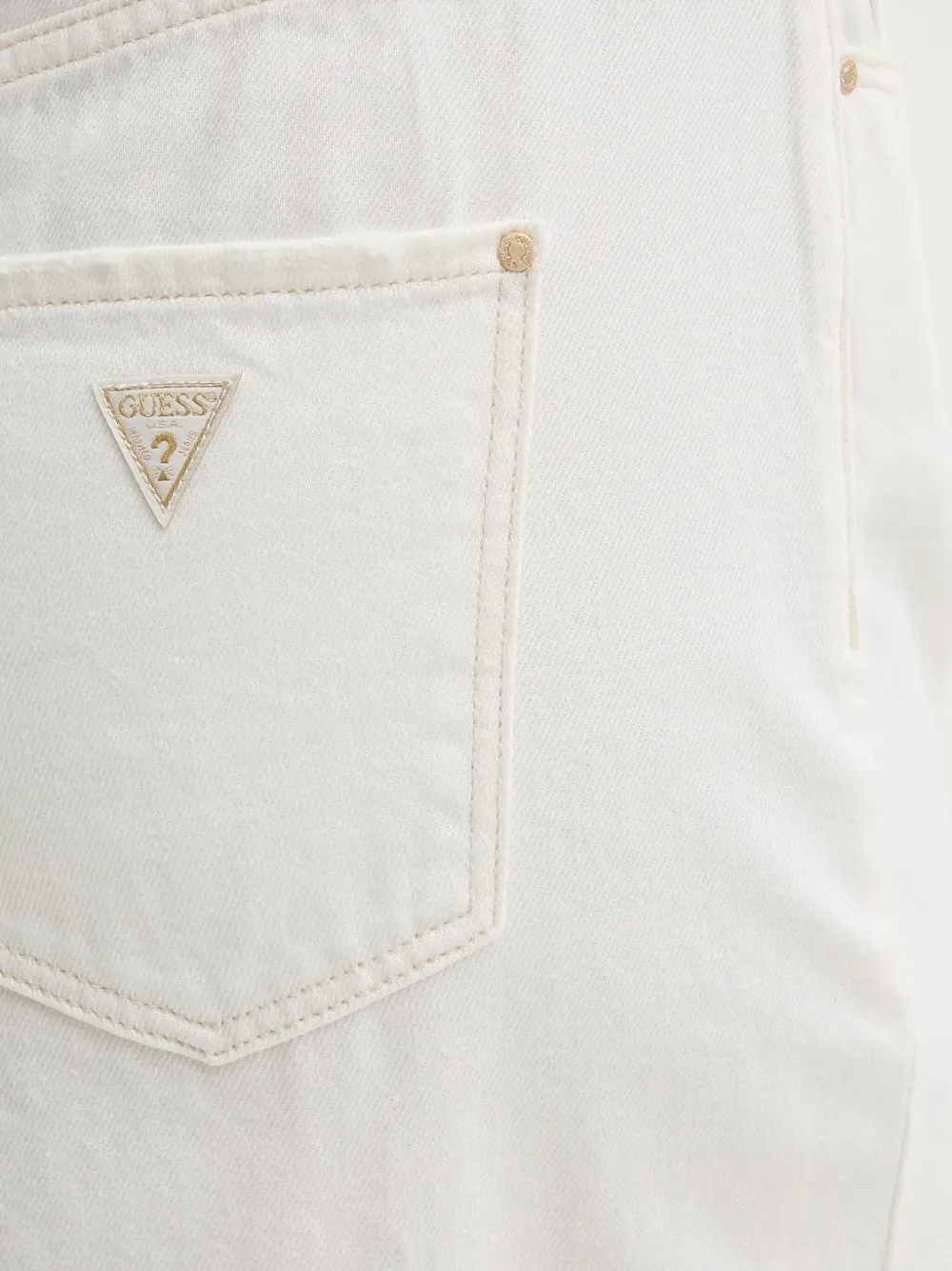 Guess Usa Frayed-hem Denim Maxi Skirt In White